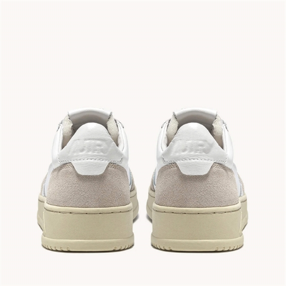 Autry Medalist Low Sneakers, White Leather & Beige Suede 